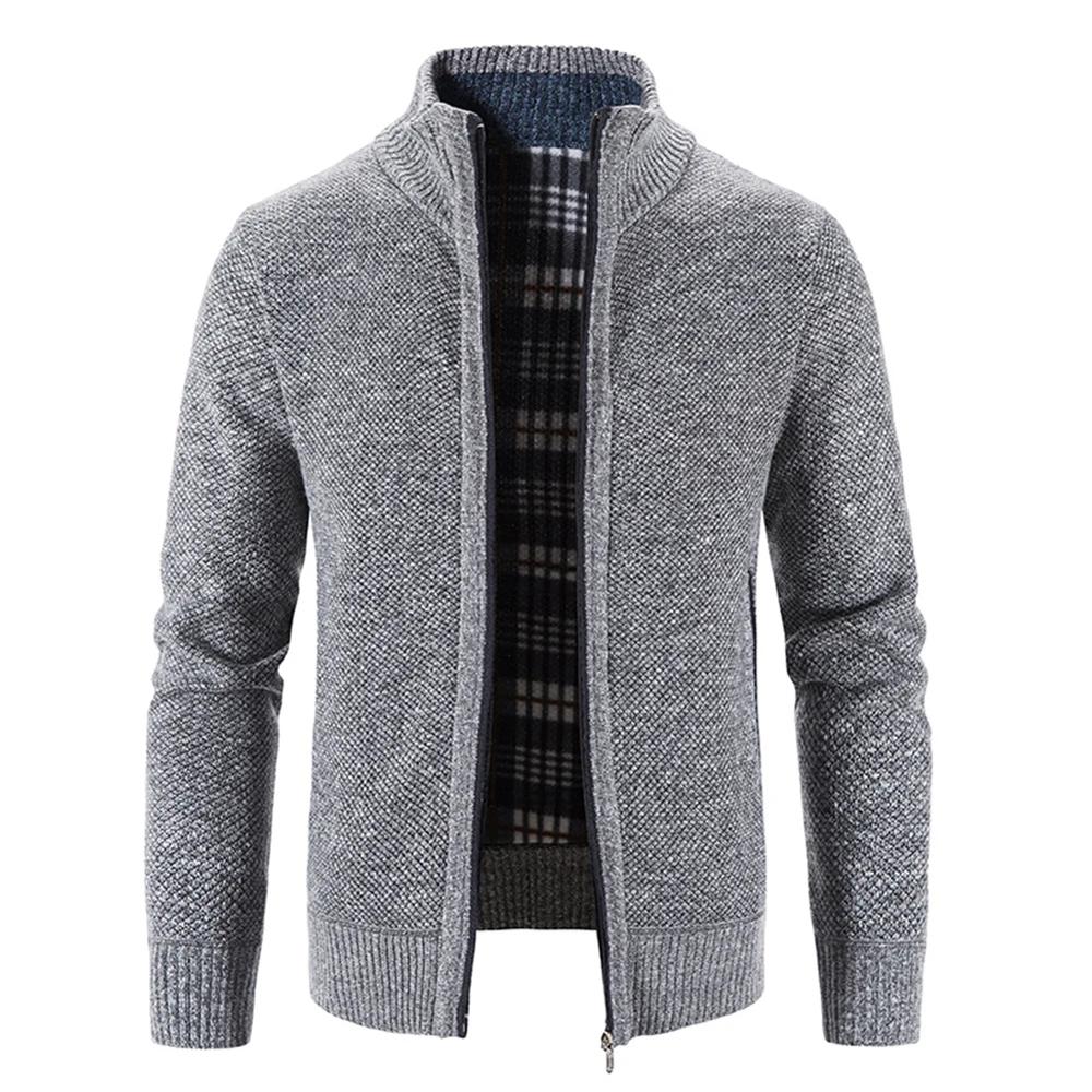 JOHO - CarGear Herenfleece gevoerd kabelgebreid vest met ritssluiting, warme winterbovenkledingtrui L lichtgrijze kleur
