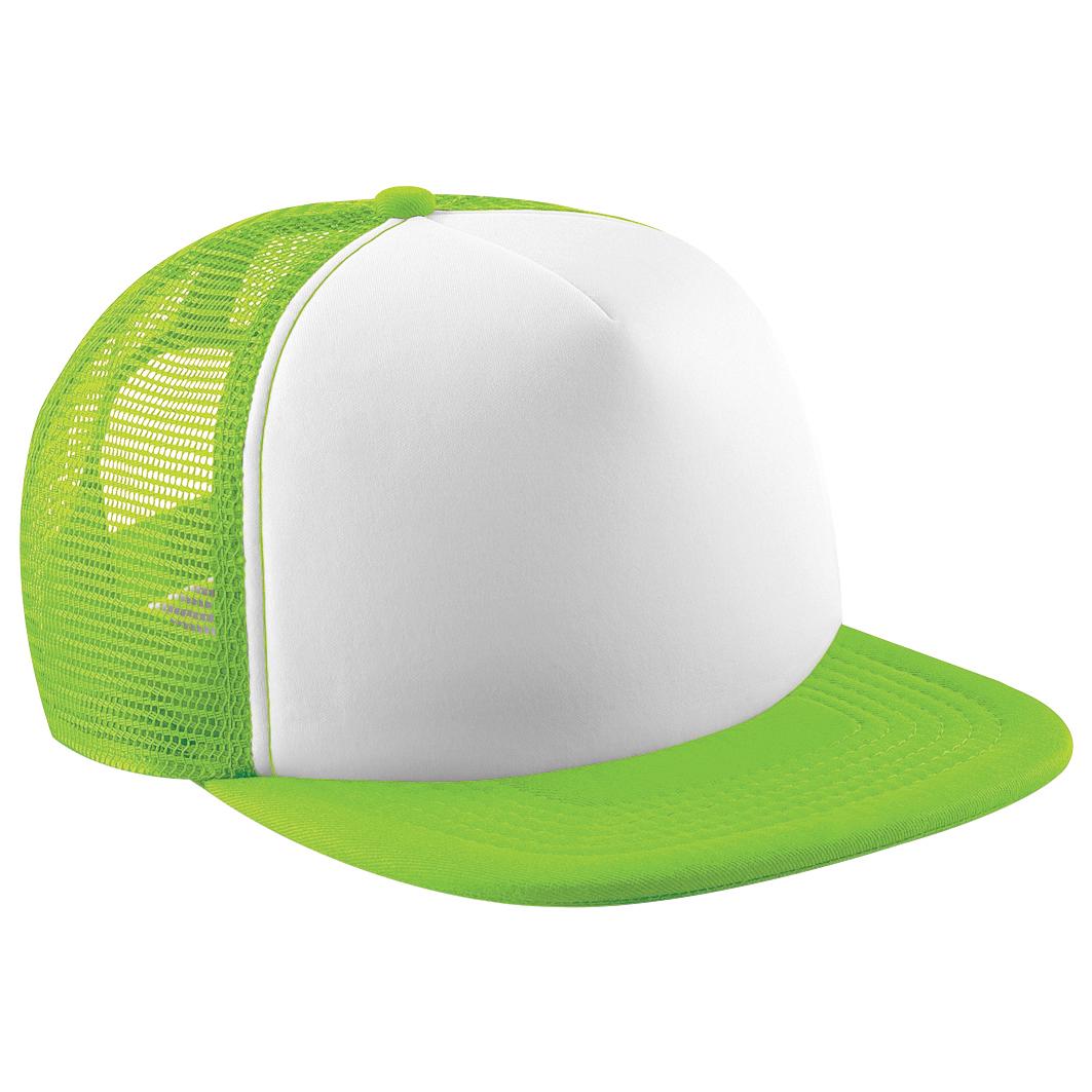 Beechfield vintage effen truckerpet met snapback (pak van 2) limoengroene kleur/wit
