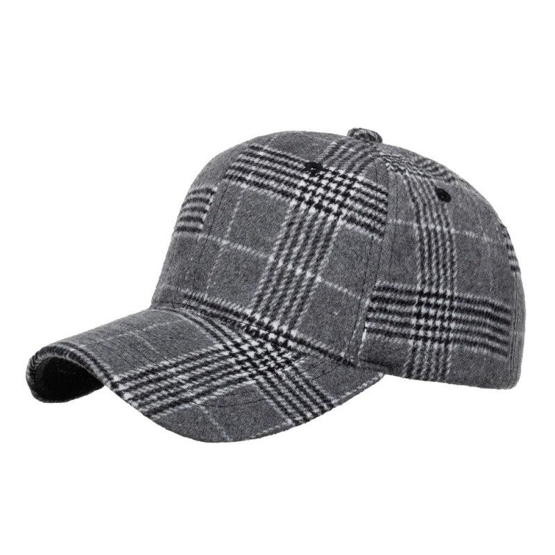 Sunnyway Klassieke geruite print honkbalpet unisex geruite outdoor casual pet herfst winter verstelbare pet met klep grijze kleur