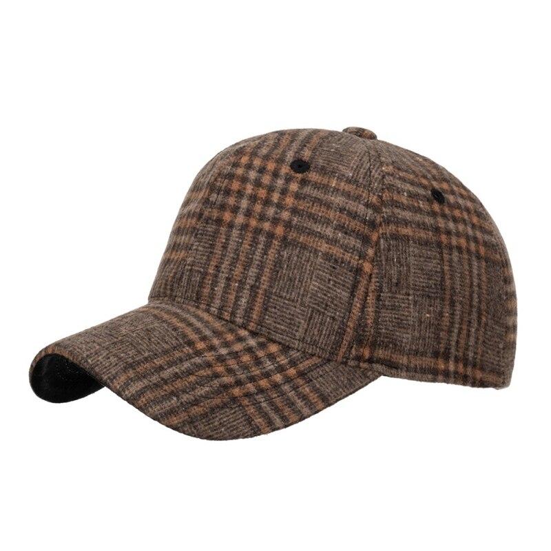 Sunnyway Klassieke geruite print honkbalpet unisex geruite outdoor casual pet herfst winter verstelbare pet met klep kaki