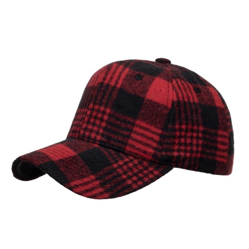 Sunnyway Klassieke geruite print honkbalpet unisex geruite outdoor casual pet herfst winter verstelbare pet met klep rood