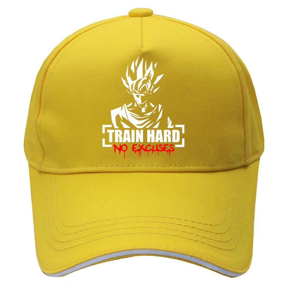 Moto Cap Goku Train Hard No Excuses Bodybuilding Motivatie Hoed Cap Baseball Unisex Cartoon Gedrukt Unisex's Vrouwen Hip Hop Cap Hoeden 55CM-60CM
