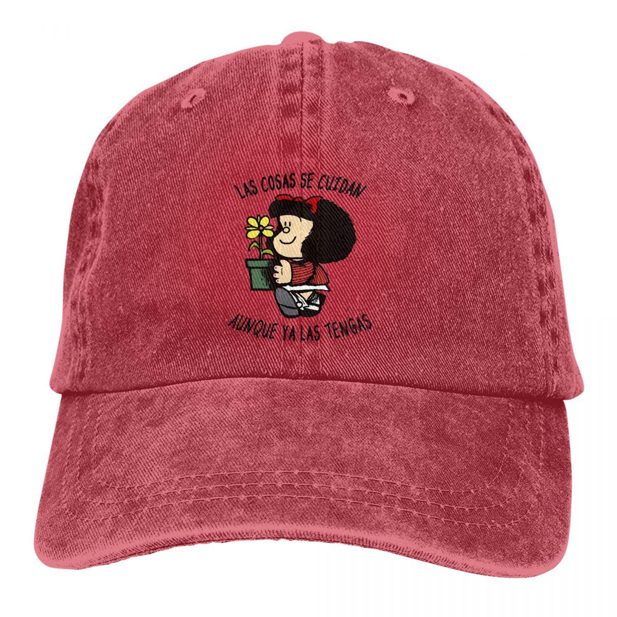 JUNE CAP Mafalda Cartoon Multicolor Hoed Gevulde Damespet Dingen Worden Verzorgd Gepersonaliseerde Vizier Bescherming Hoeden One Size