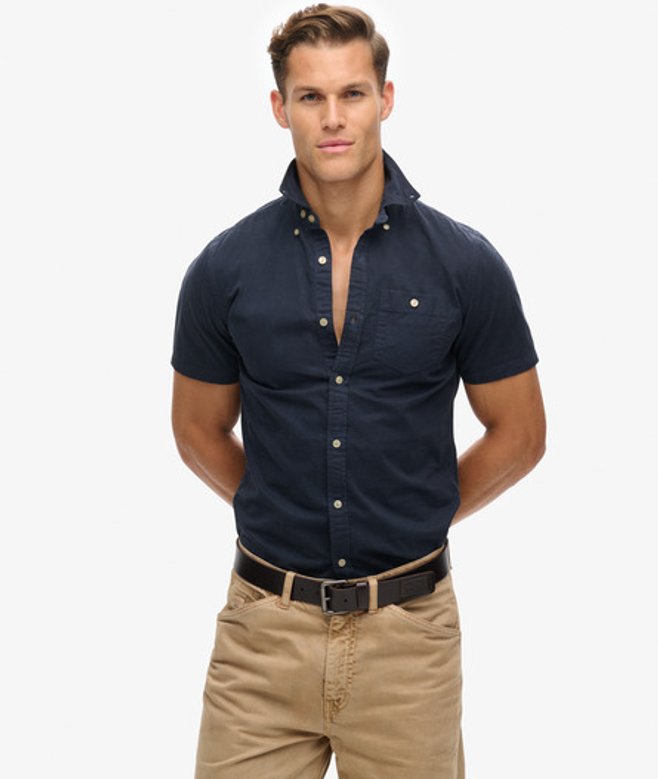 Superdry The Merchant Store - Overhemd met Korte Mouwen Blauw