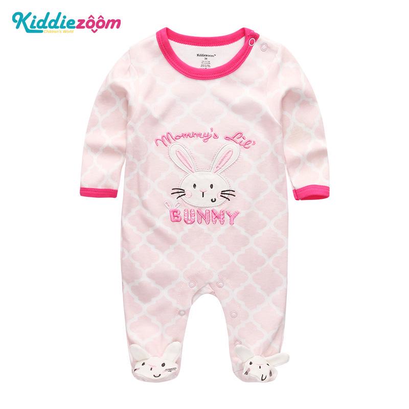 KIDDIEZOOM Jongens Meisjes Cartoon Gestreepte Print Home Romper Pyjama Pasgeboren Baby Babykleding 6M