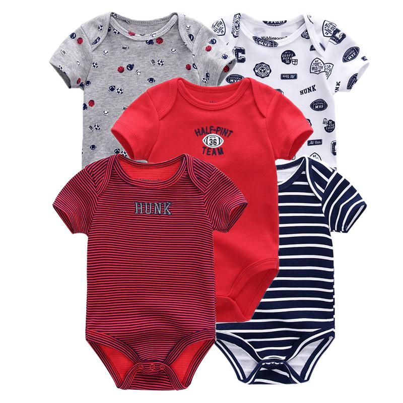 KIDDIEZOOM 5 Stuks Zomer Zachte Katoenen Baby Rompertjes Cartoon Print Baby Jongen Meisje Jumpsuit Kleding 6M