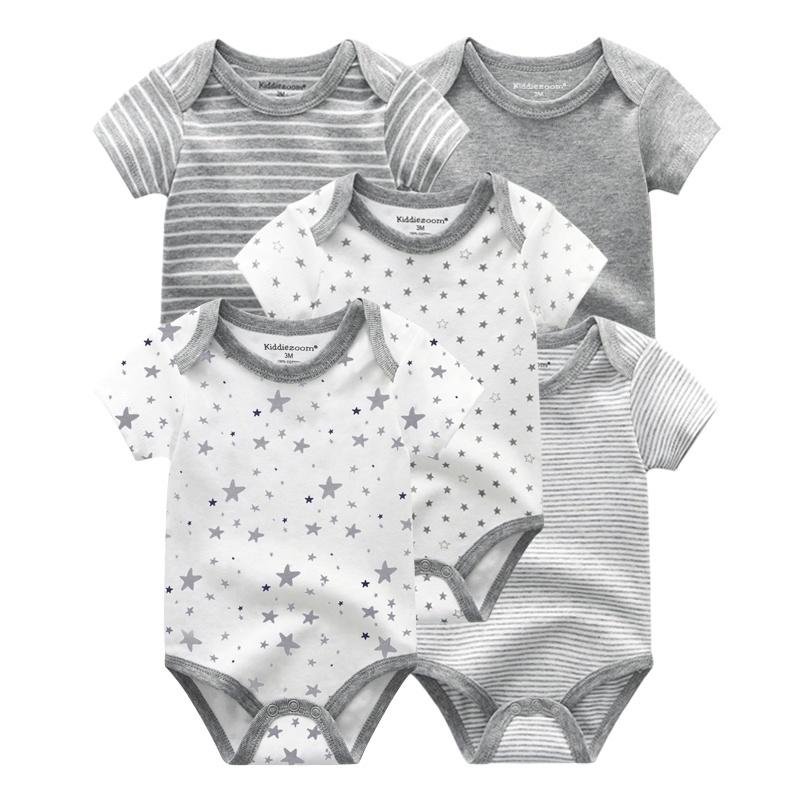 KIDDIEZOOM 5 Stuks Zomer Zachte Katoenen Baby Rompertjes Cartoon Print Baby Jongen Meisje Jumpsuit Kleding 9M