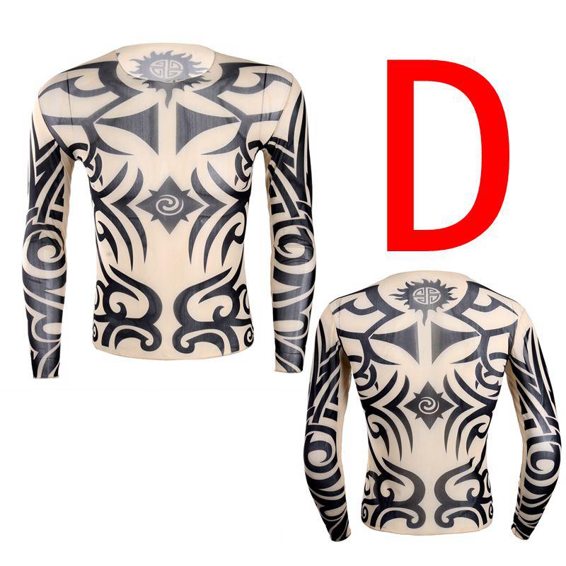 IEFiEL Heren T-shirt Fake Tattoo Design Elastisch doorzichtig volledig O-hals T-shirt voor heren Halloween-kleding D