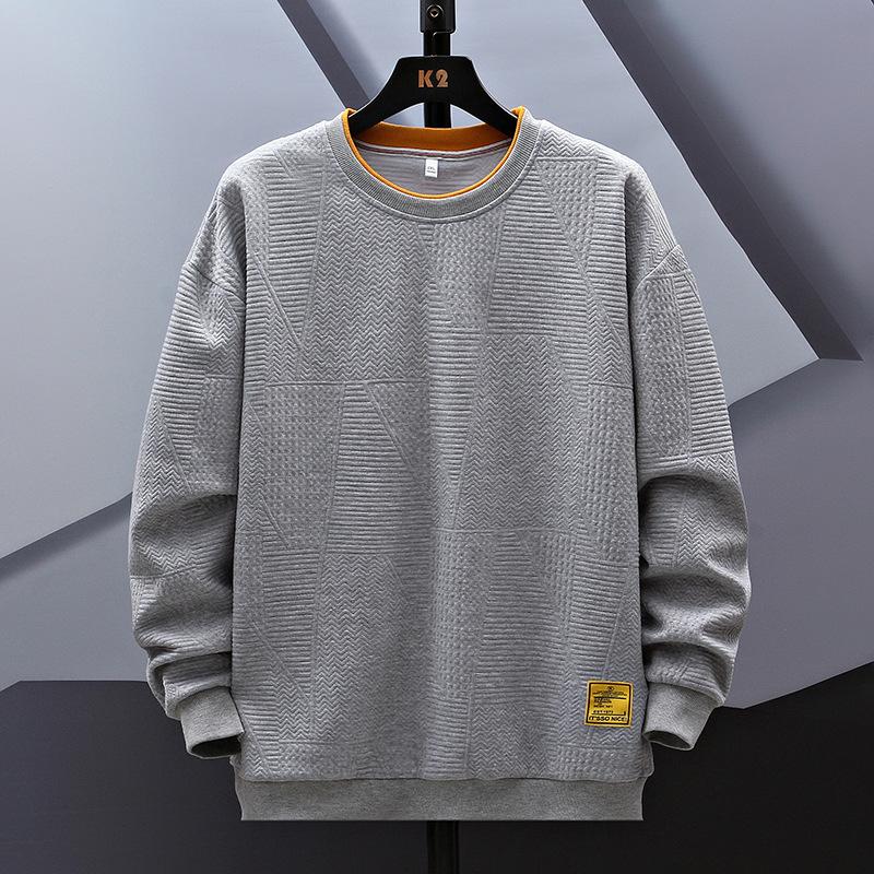 Smiling Men Clothing C Herentrui Herfst en Winter Grote Maat Heren Lange Mouw Veelzijdige Modieuze Herentrui Casual Pullover Trui 6XL grijs