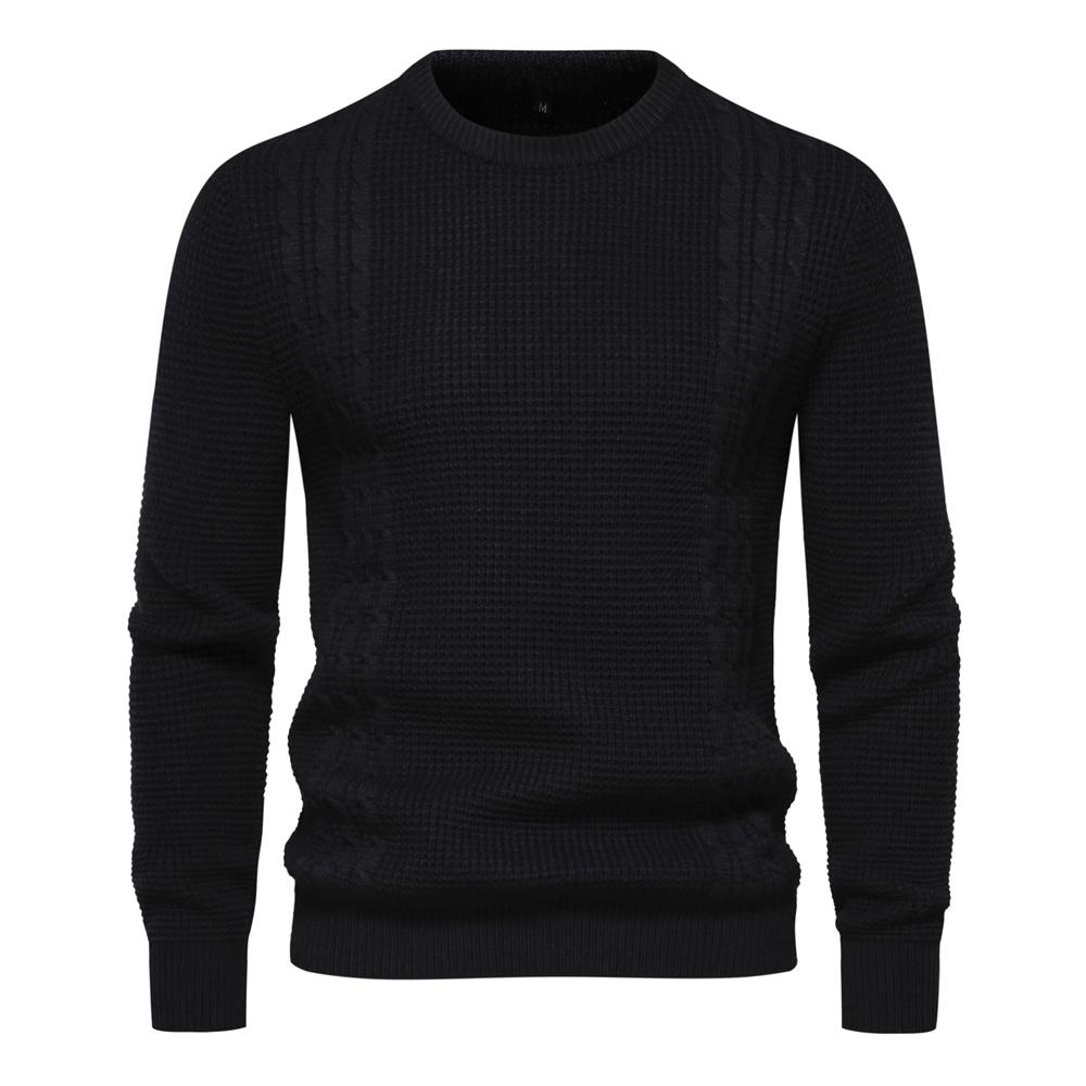 AIOPESON Men Fashion 2023 Nieuwe Warme Heren Truien Trui Voor Herfst En Winter Met Effen Kleur En Zacht Materiaal Casual Klassieke Trui Mannen M 65-75 kg zwart