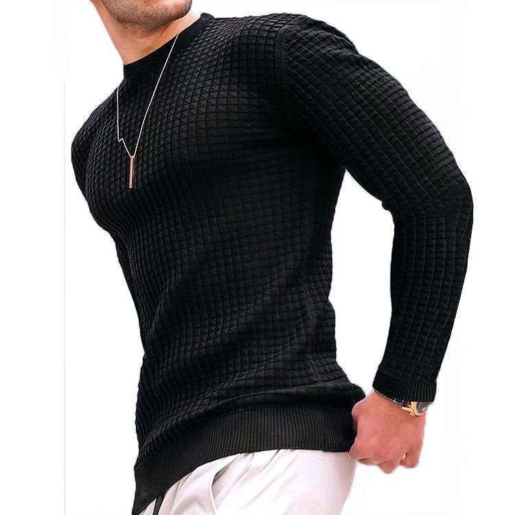 Four Four Sweatwear Heren Ronde Kraag Herfst Winter Casual Lange Mouw Basic Gebreide Trui Pullover Heren Tops Sweatshirts T-shirt XXXL zwart