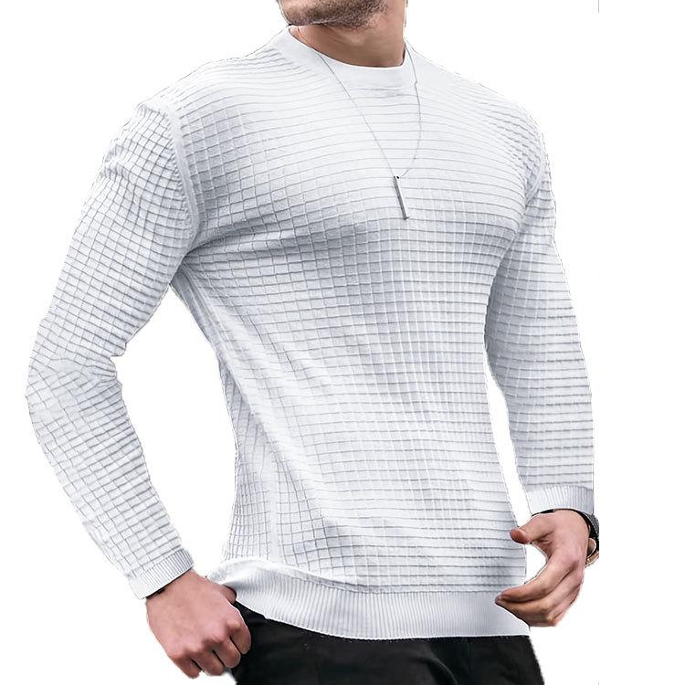 Four Four Sweatwear Heren Ronde Kraag Herfst Winter Casual Lange Mouw Basic Gebreide Trui Pullover Heren Tops Sweatshirts T-shirt S wit