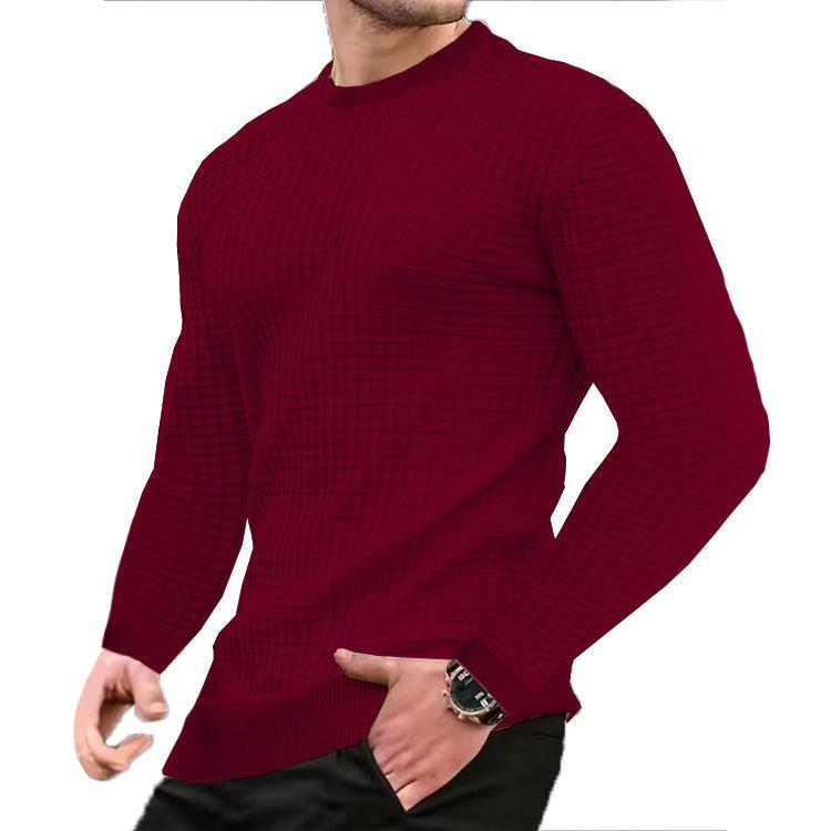 Four Four Sweatwear Heren Ronde Kraag Herfst Winter Casual Lange Mouw Basic Gebreide Trui Pullover Heren Tops Sweatshirts T-shirt S wijnrode kleur