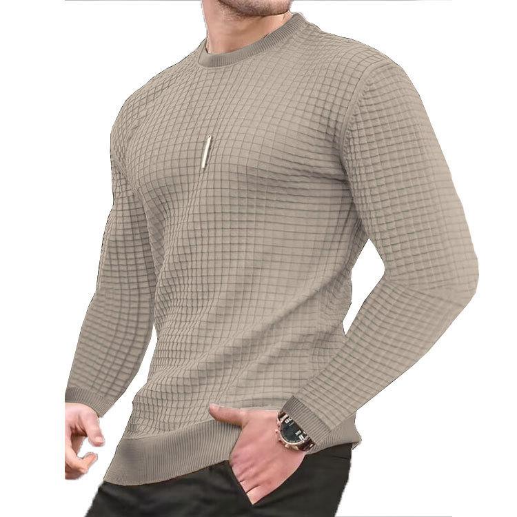Four Four Sweatwear Heren Ronde Kraag Herfst Winter Casual Lange Mouw Basic Gebreide Trui Pullover Heren Tops Sweatshirts T-shirt S kaki