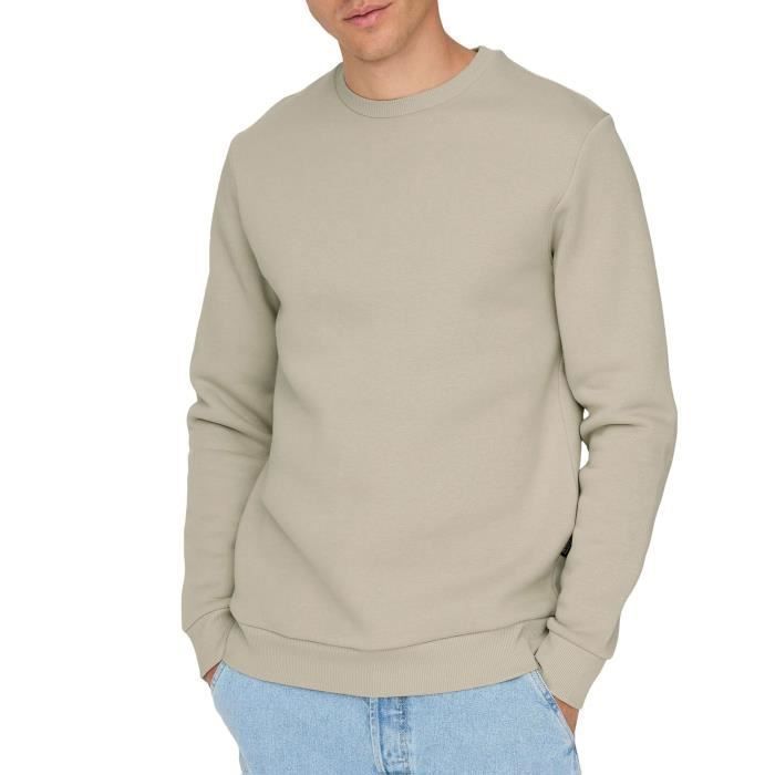 TECHSALES Pull - Only & Sons - Ceres Life - Beige - Col arrondi - Manches longues