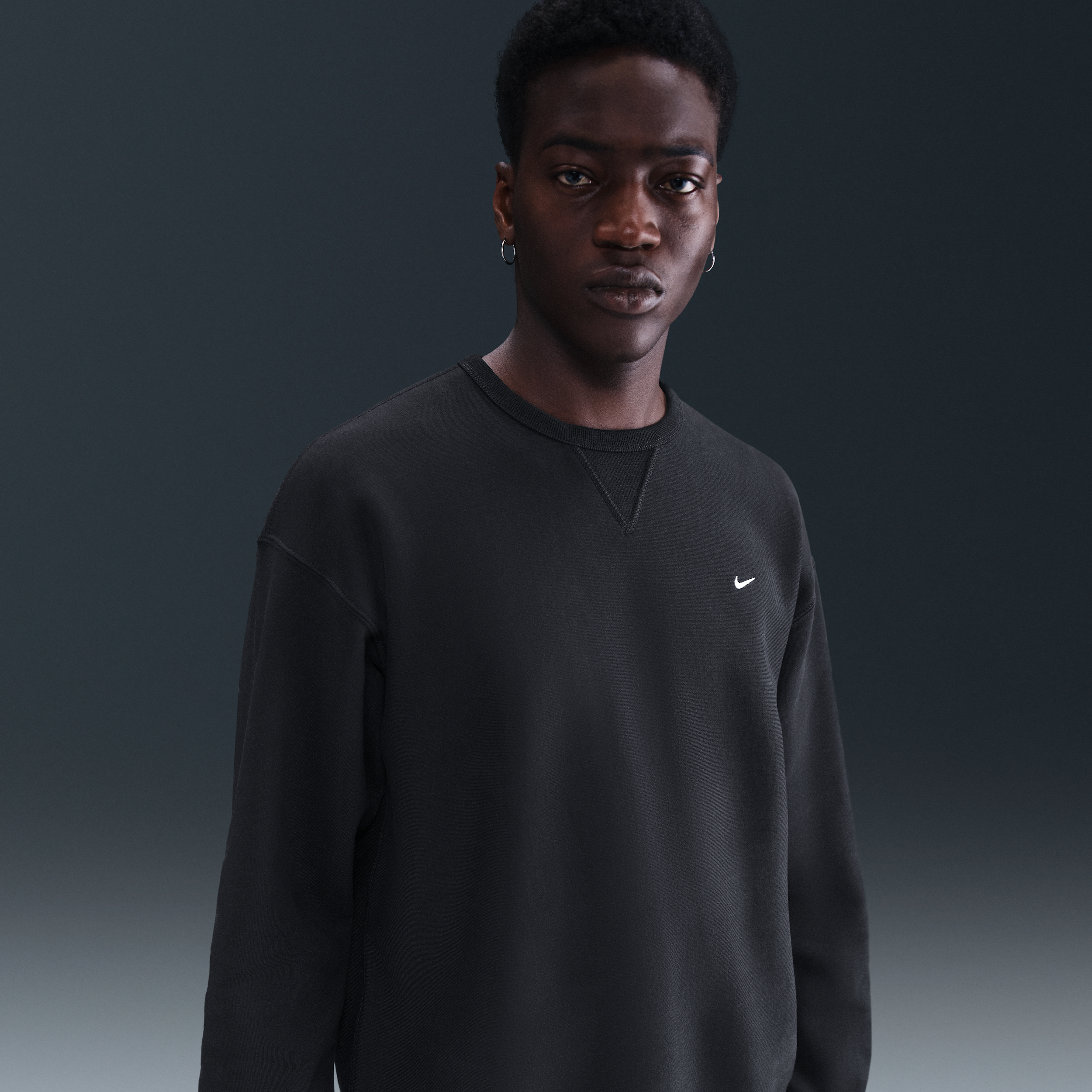 Nike Solo Swoosh Fleece Crew Sweatshirt, zwart