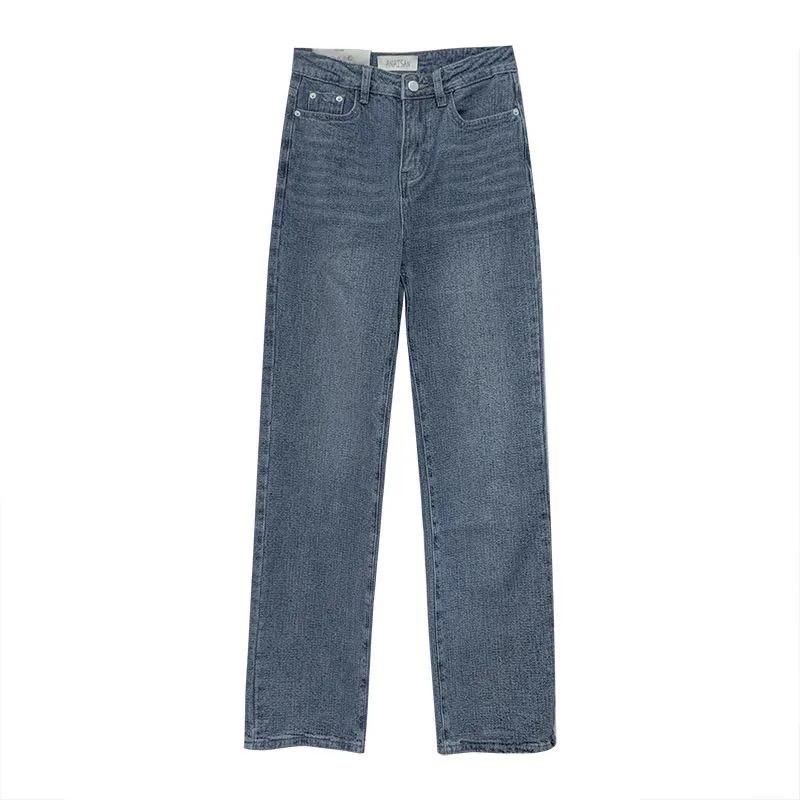 Seventy-two change clothing Hoge taille jeans met rechte pijpen, dames casual wijde pijpen denim broek, dames losse streetwear jeans XL blauw