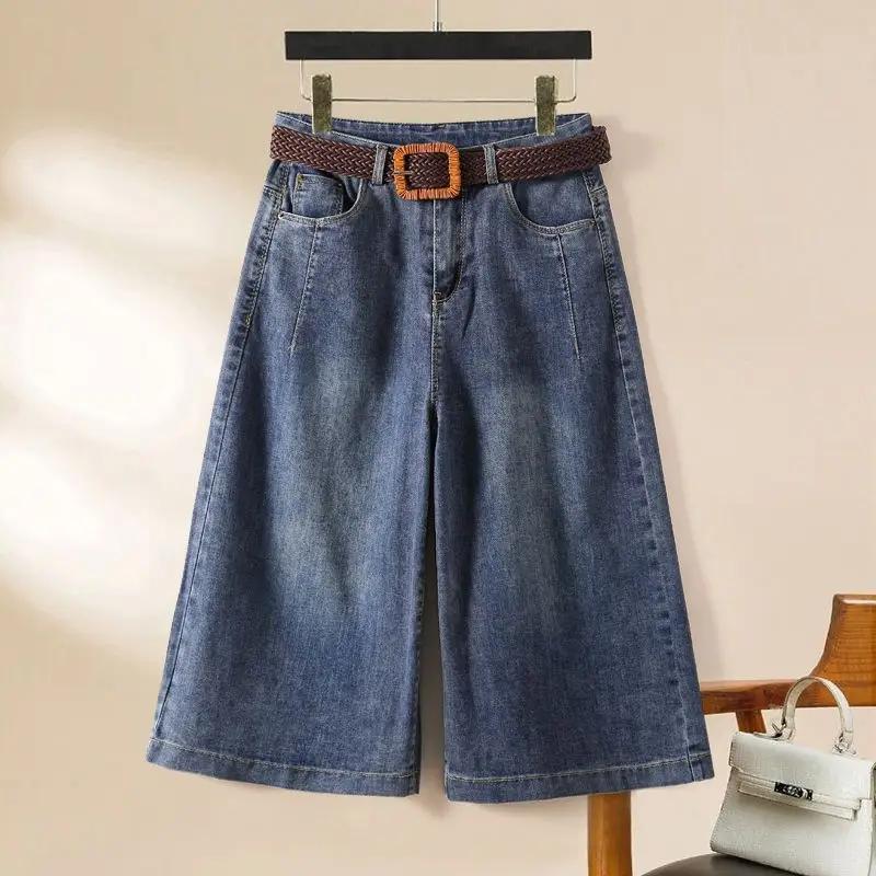 Hawayi Capribroeken Jeans Denim Shorts Losse Stijlvolle Dameskleding Lente Kleding Harajuku Broek Y2k Baggy Koreaans Dongdaemun XXXL blauw