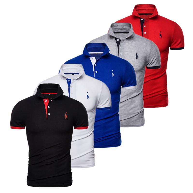 AIOPESON Men Fashion Usegiraffe 5 stuks zomer korte mouwen heren t-shirt mode t-shirt polo shirt heren casual t-shirt slim polo zakelijk hoge kwaliteit outdoor 2XL