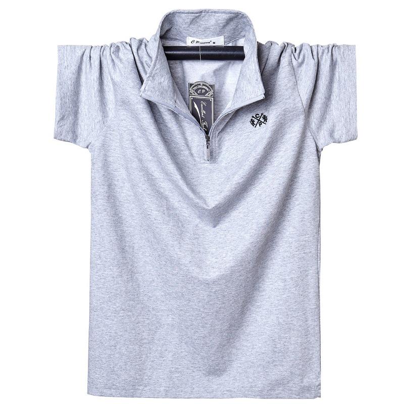 Phoca Largha for Men Nieuw herenpoloshirt met korte mouwen, plus maat T-shirt met polokraag en korte mouwen 5XL lichtgrijze kleur