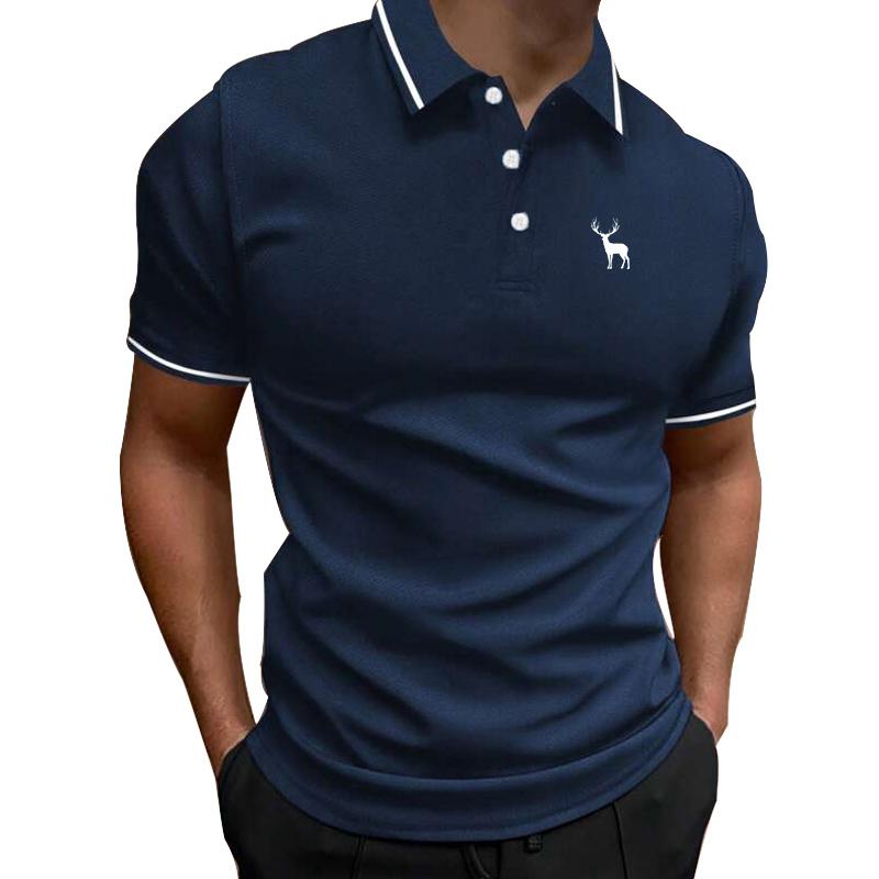 Haojun Zomer-reversknop halfopen herentop-T-shirt, nieuw herenpoloshirt in effen kleur. 3XL