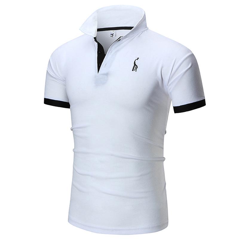 HerSight Borduren Herten T-shirt Zomer Korte Mouw Poloshirt Mannen Solid Casual Katoenen Poloshirts Mannen Tops Mode Herenkleding XL