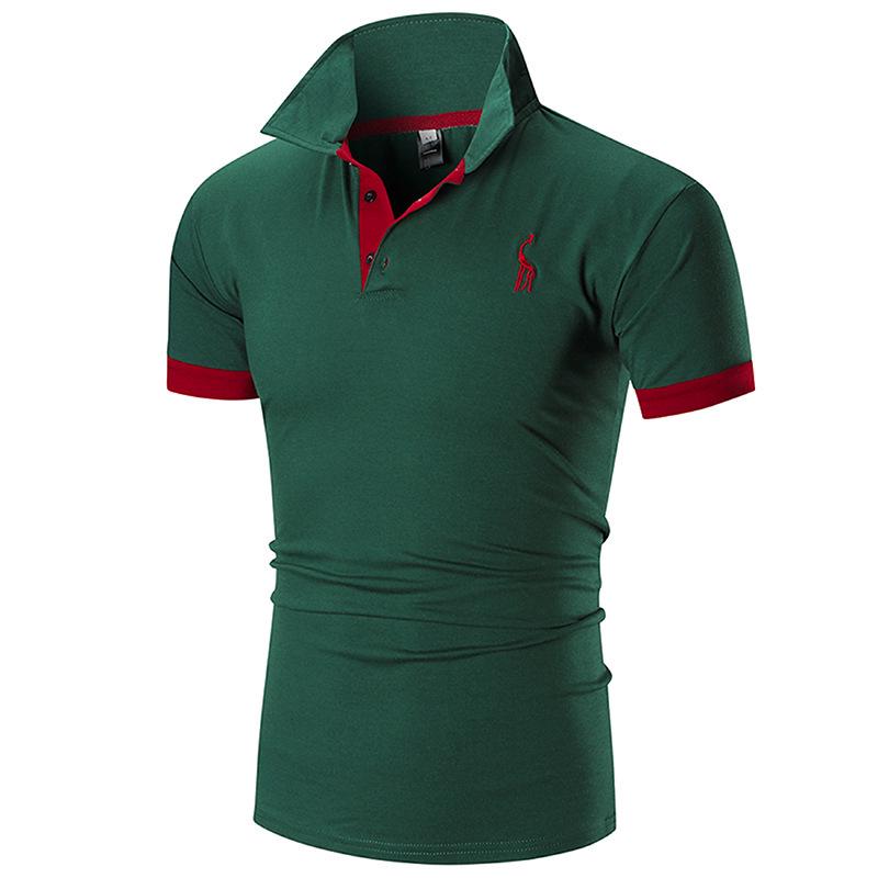 HerSight Borduren Herten T-shirt Zomer Korte Mouw Poloshirt Mannen Solid Casual Katoenen Poloshirts Mannen Tops Mode Herenkleding XL