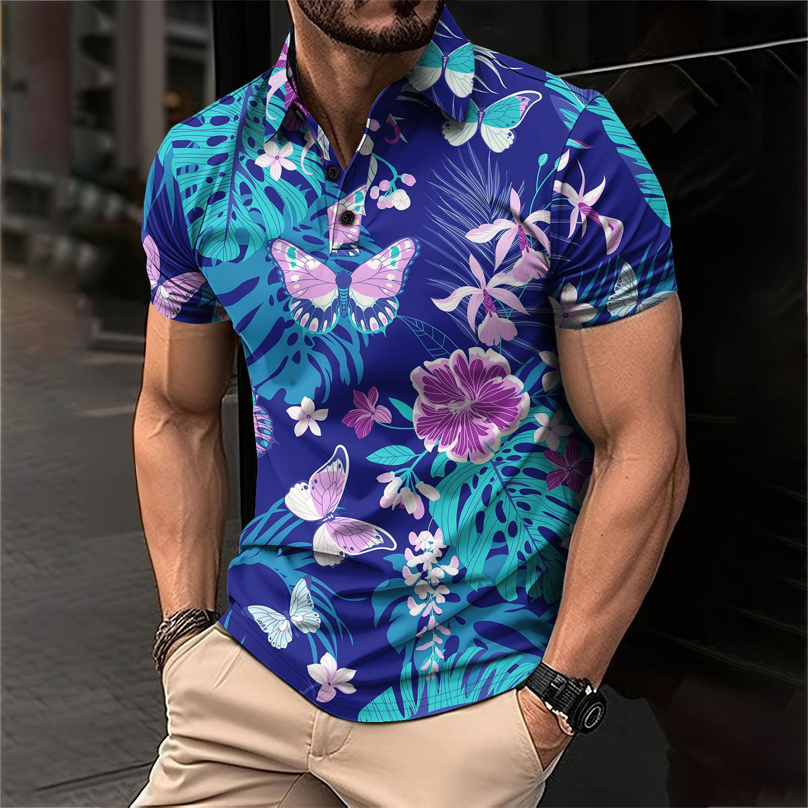 Linglong Golfshirt voor heren Casual Sport V-hals Geribbelde kraag Korte mouw Mode Casual Effen Kleur Effen Lente en zomer Normale pasvorm XL
