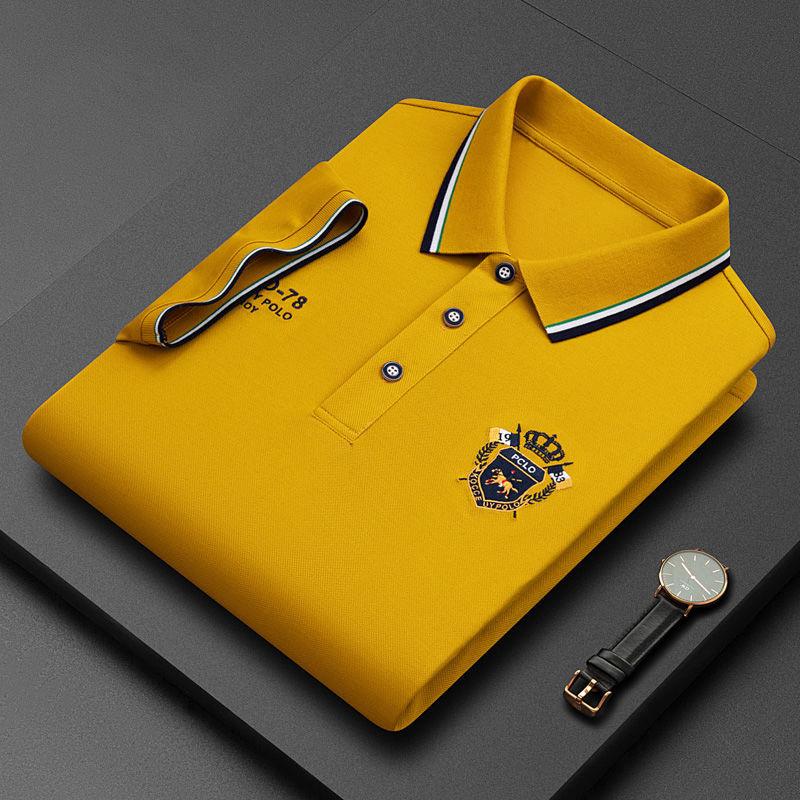 VVGUOWEI Zomer Koreaanse mode herenpoloshirt geborduurde reverskraag korte mouwen tops 3XL