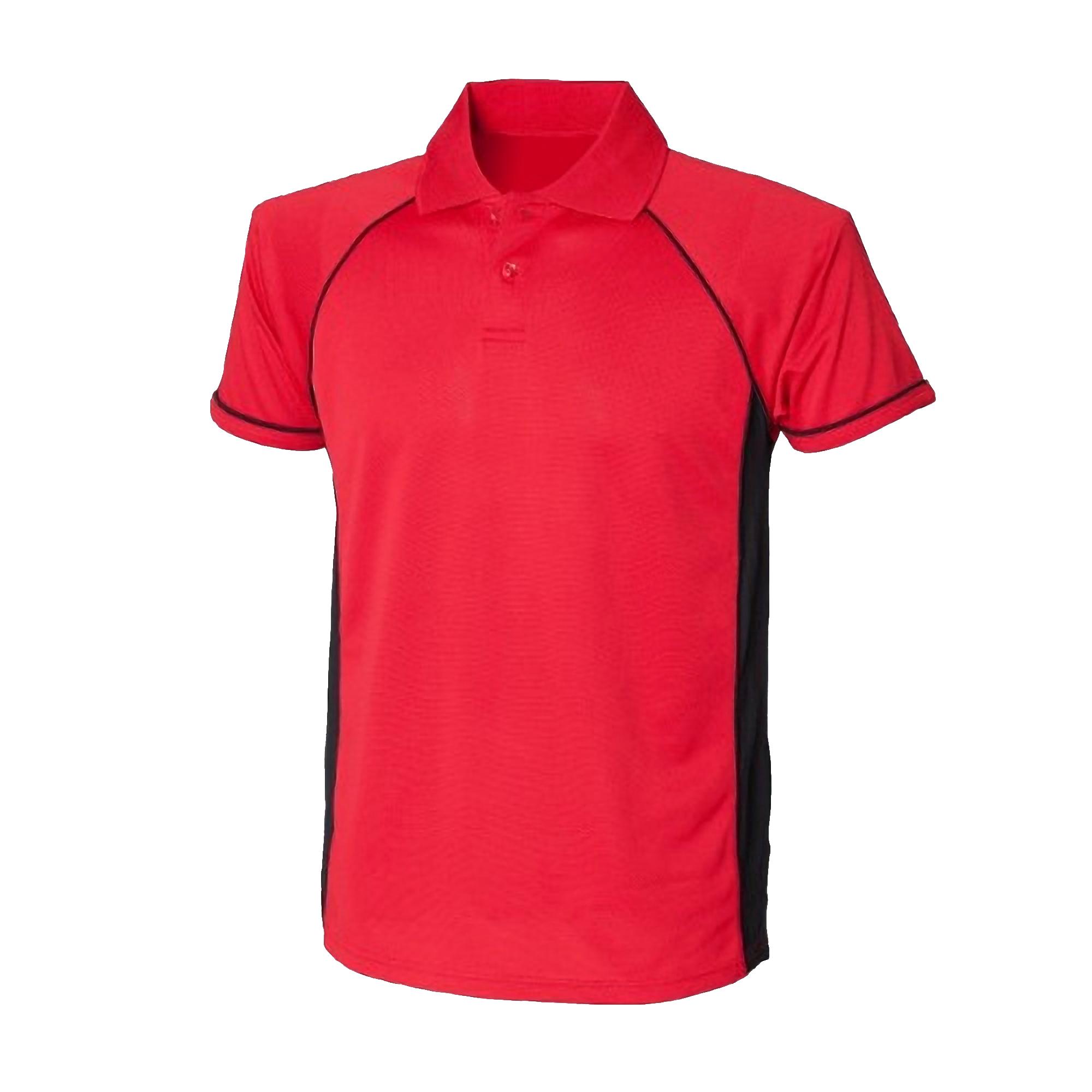 Finden & Hales Heren Panel Performance Sportpolo T-shirt zwart/rood