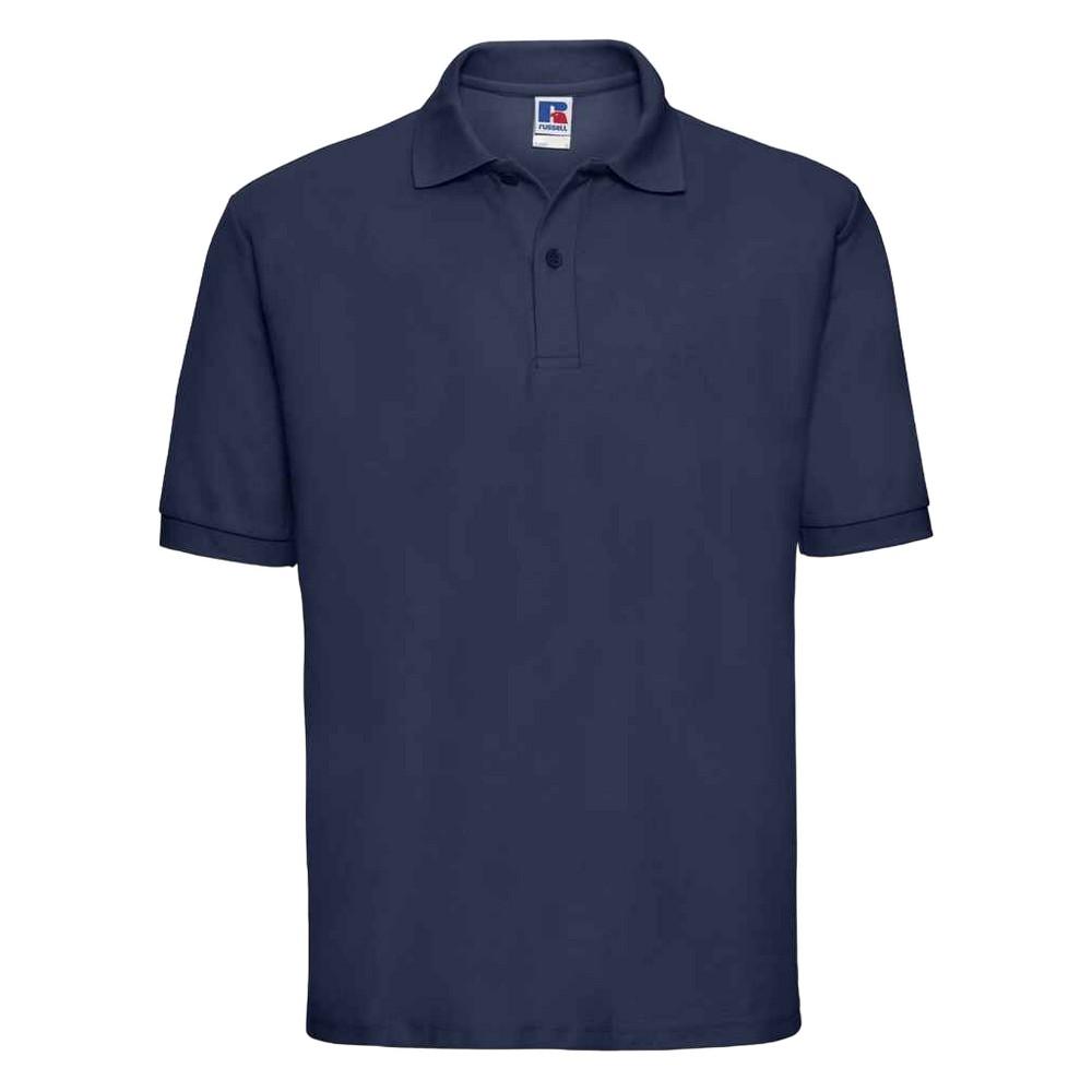 Russell , unisex klassiek polykatoen poloshirt voor volwassenen franse blauwe kleur