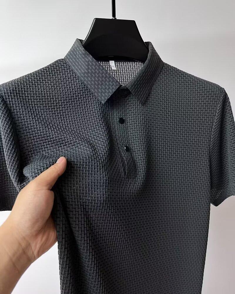King Billion Zomer heren ijszijde korte mouwen T-shirt heren overhemd kraag effen kleur koel gevoel ademend polo shirt tops XXL grijze kleur