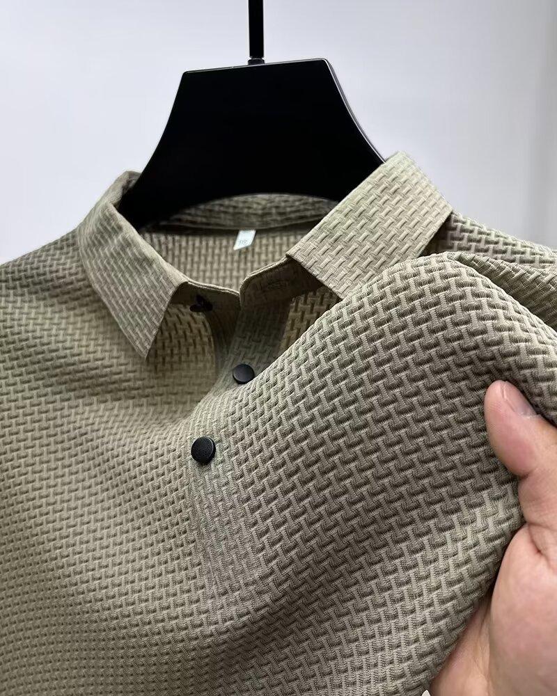 King Billion Zomer heren ijszijde korte mouwen T-shirt heren overhemd kraag effen kleur koel gevoel ademend polo shirt tops XXL kaki