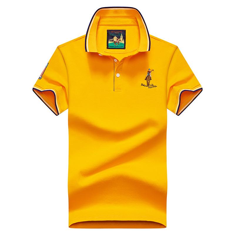 PCD16KL Zomer heren revers korte mouw T-shirt poloshirt pure kleur T-shirt XXXXL geel