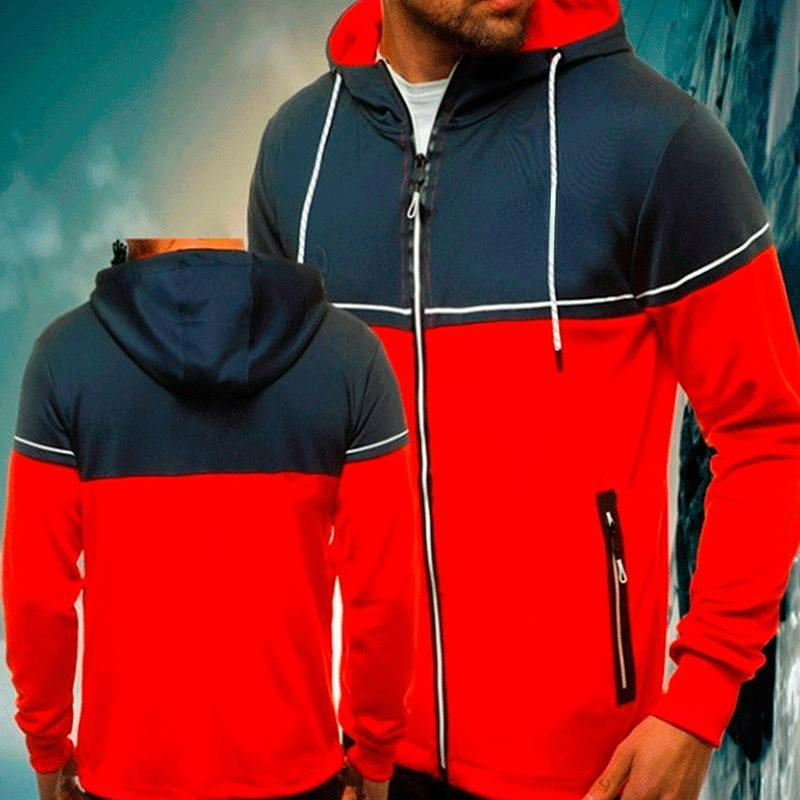 Cloth W 2024 Herfst en Winter Nieuwe Heren Casual Cardigan Capuchon Trui Jeugd Kleur Bijpassende Herenjas L rood