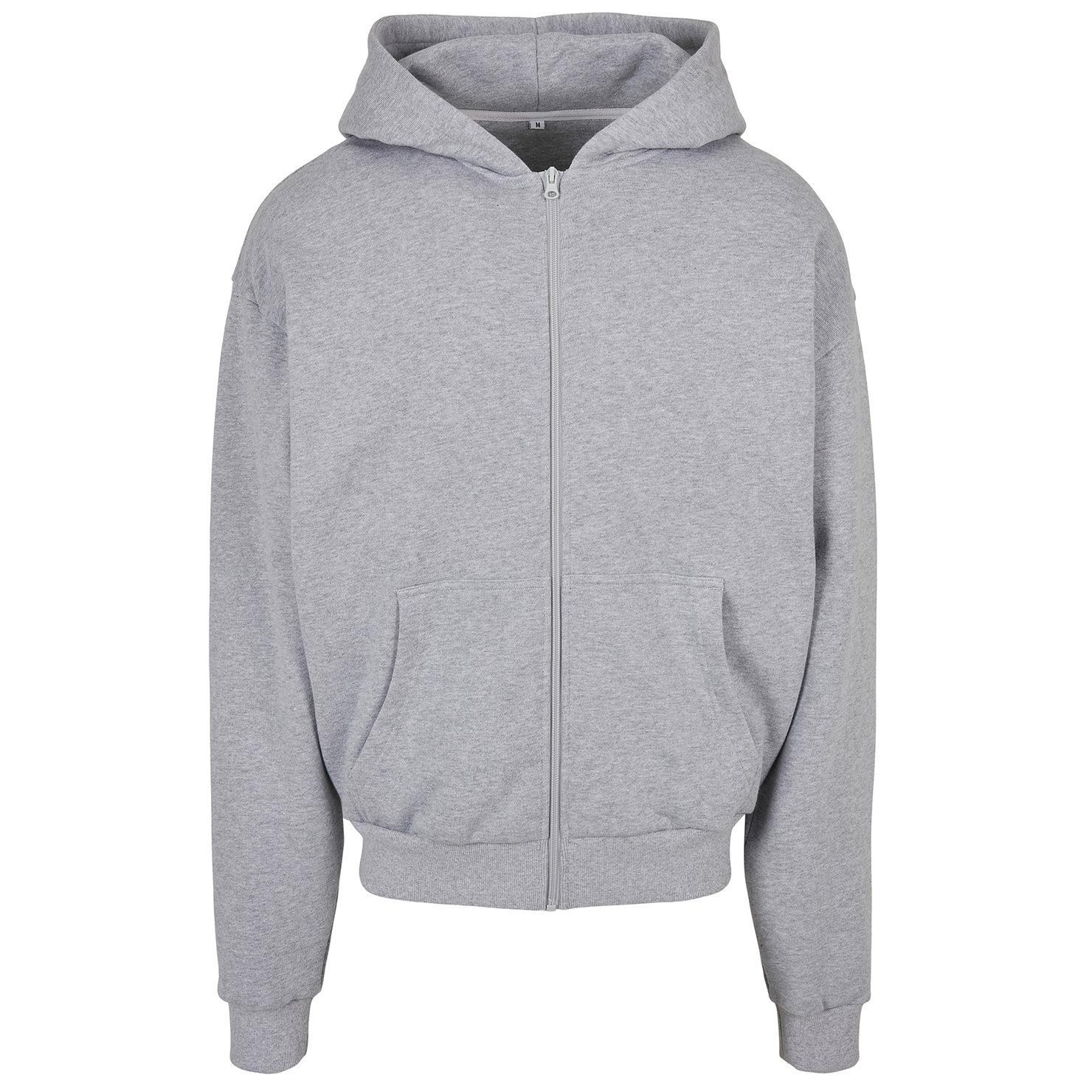 Build Your Brand Heren ultrazware hoodie met volledige ritssluiting grijs