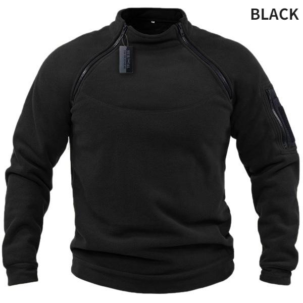 MJ-Fashion Heren Outdoor Fleece Tactische Legerjas Wandelen Kamperen Winter Thermisch Winddicht US Army Militaire Outwears L zwart