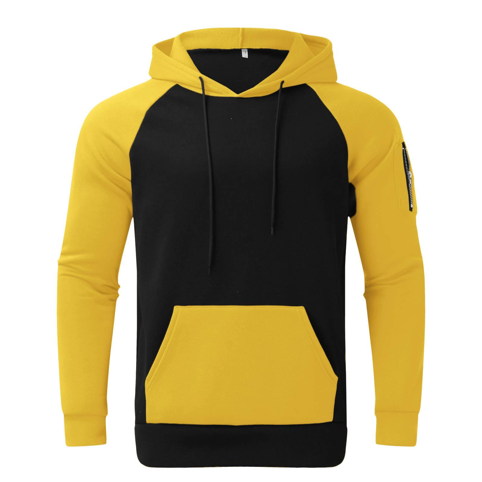 Ren Bag Herfst- en winterherensweater met capuchon Herensweater met lange mouwen XL geel
