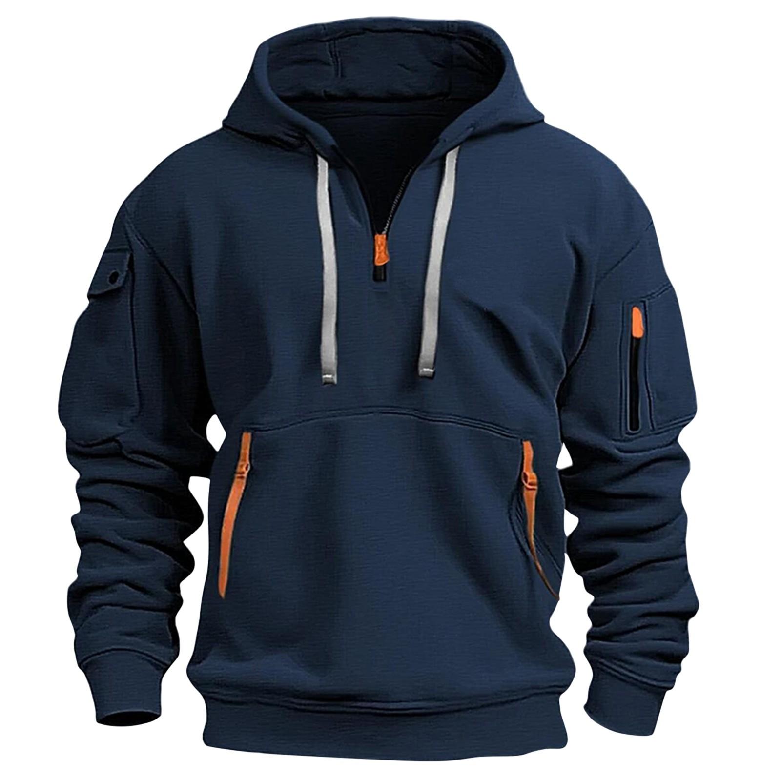 Linglong Heren Sweatshirt Hoodie Rits Arm Zak Cardigan Heren Sport Grote Maat Casual Hoodie XL Vloot