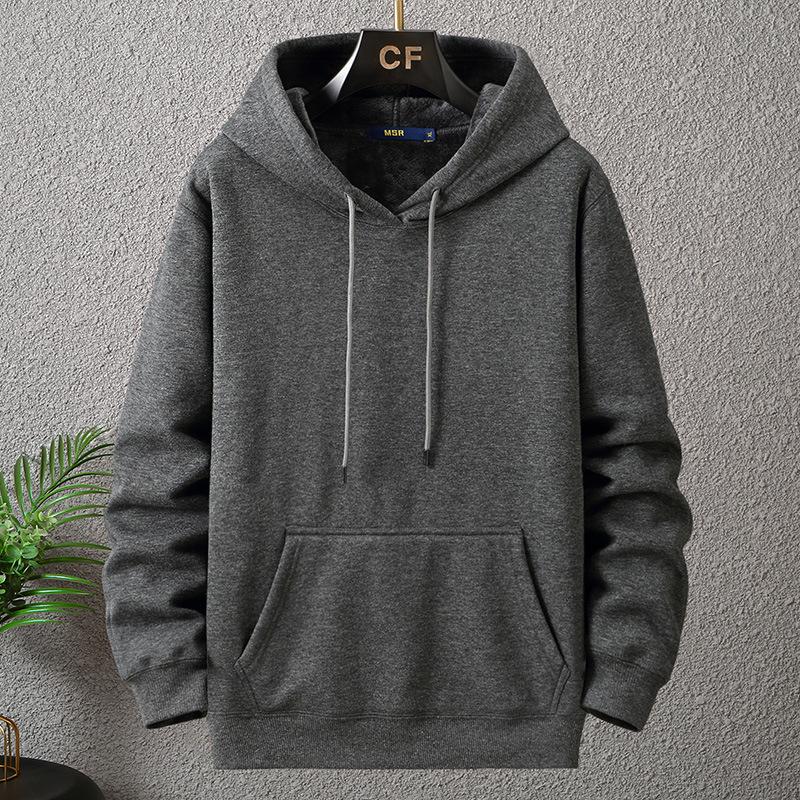 The second face a man Herfst- en winterfleece pullover met capuchon, extra dik en losse pasvorm, grote maat L-12XL, heren superzachte en comfortabele hoodie 9XL donkergrijze kleur