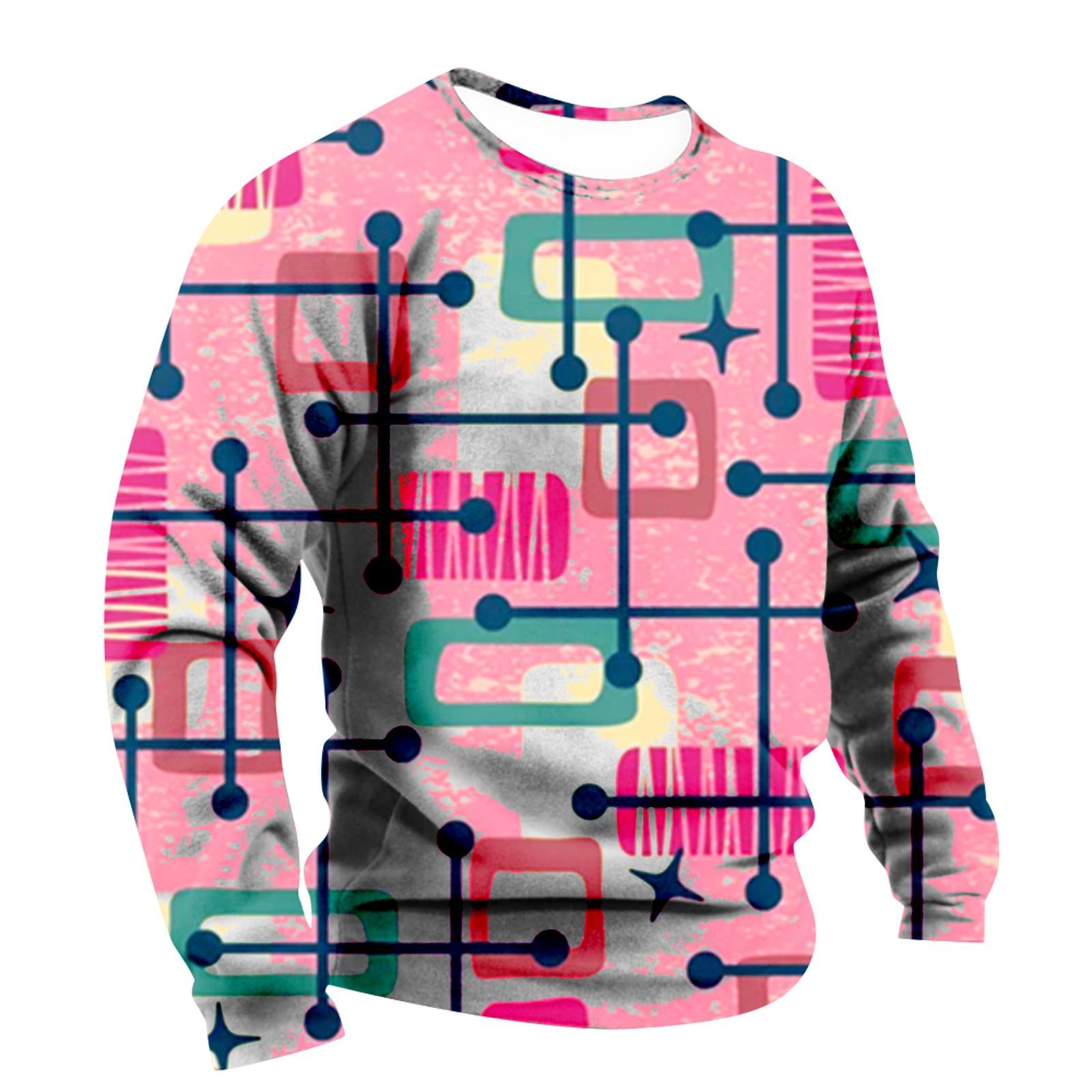 Constantine Heren sweatshirt met print, buiten, etnisch bedrukt, losse lange mouwen XXL roze
