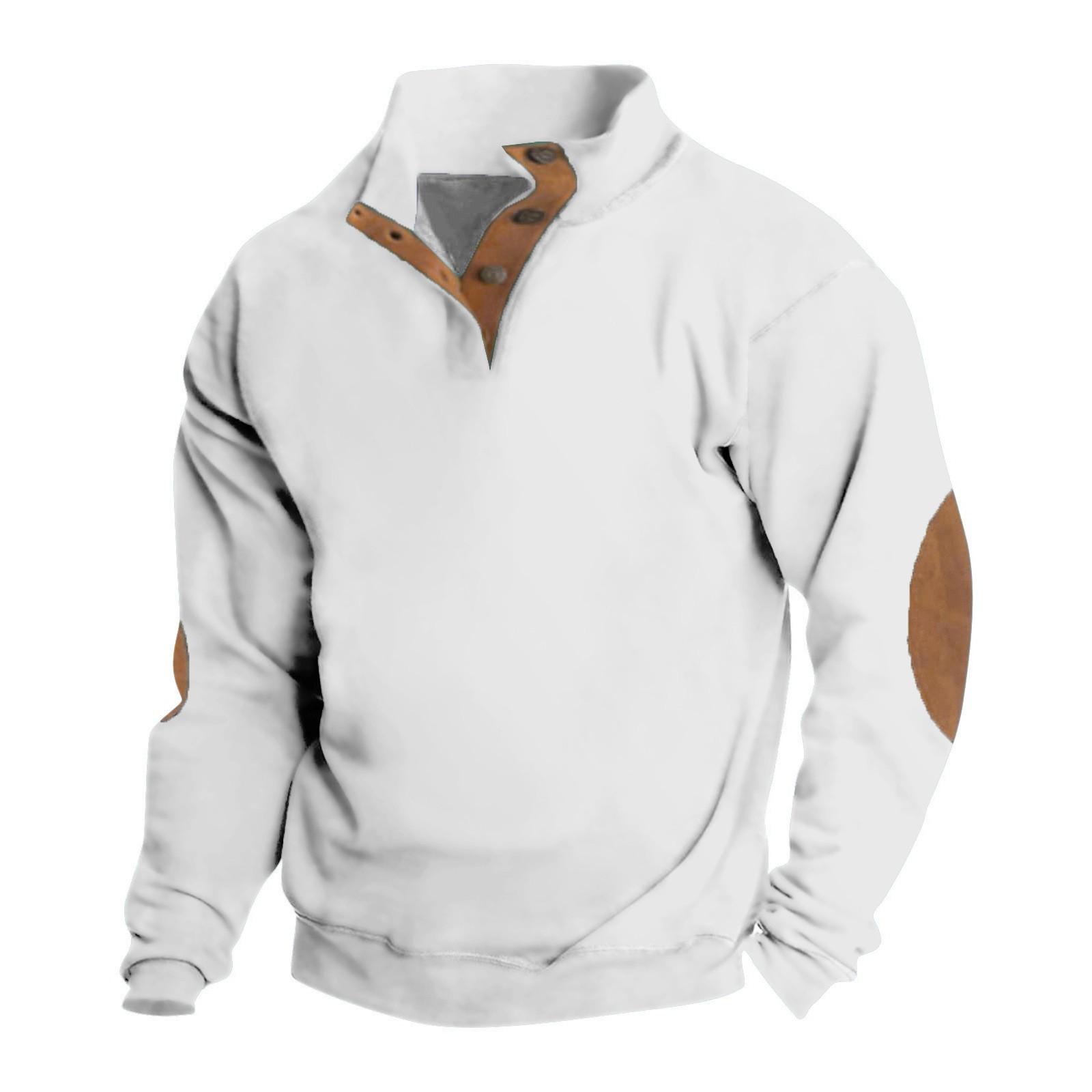 Niubiplus Lente en herfst herensweatshirt met staande kraag is outdoor casual truien tops XL wit