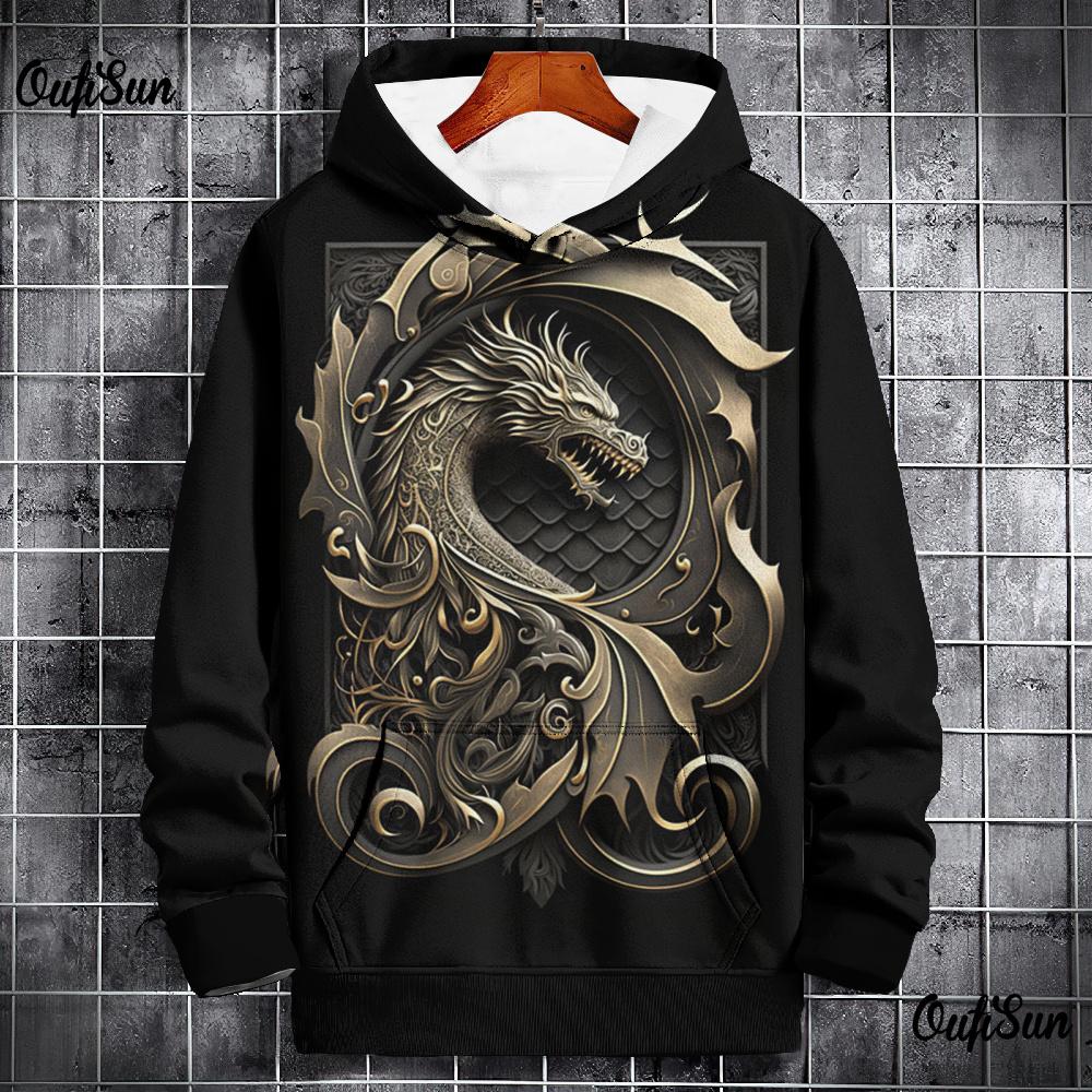 Etst 003 Nieuwe hoodies voor heren 3D-dierenprint drakenprint hoge kwaliteit herentrui dagelijks casual lange mouwen losse oversized sweatshirts XL