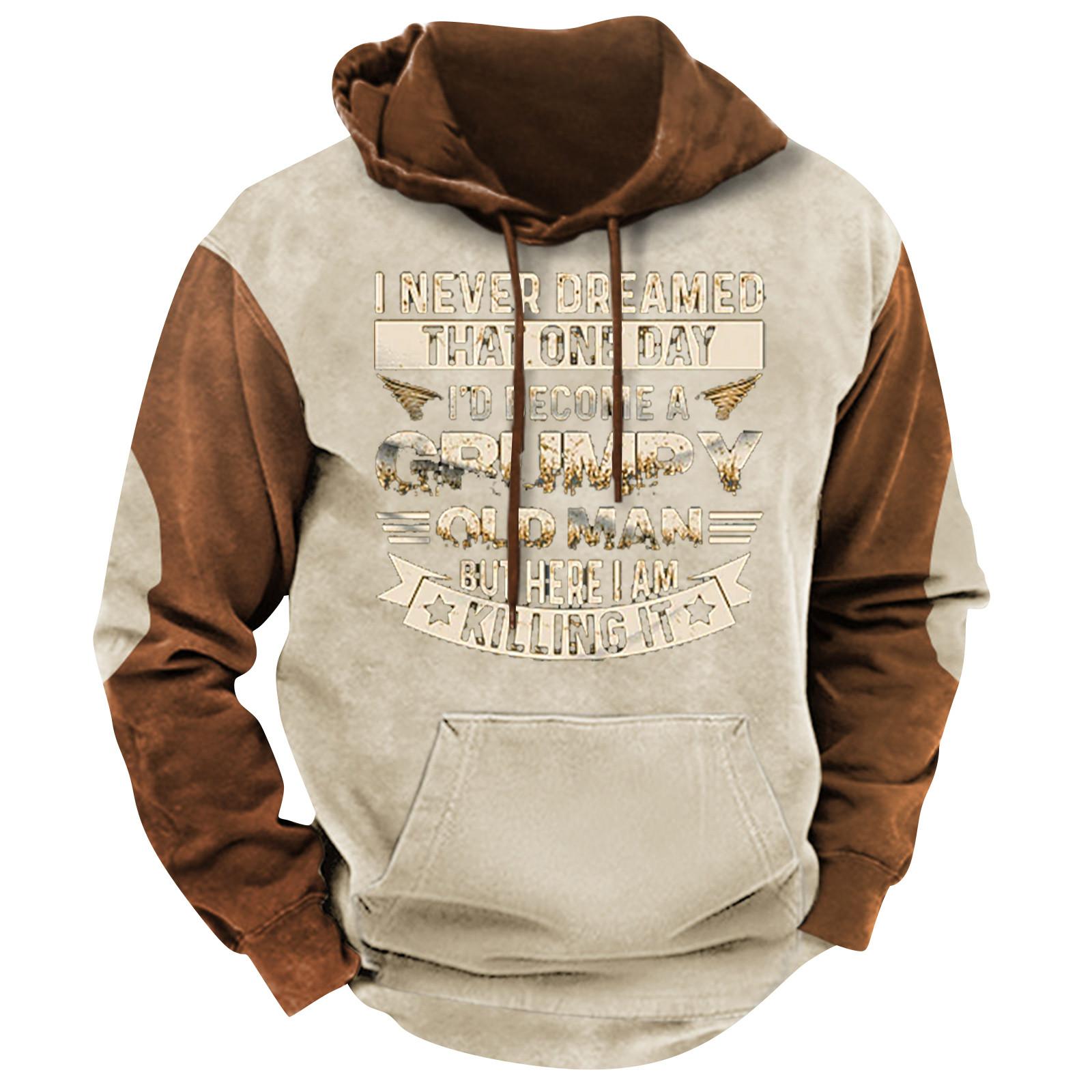 Winnerer Neptune Heren print pluche warme jas fleece trui casual jas zak trui herfst winterjas XXXXL beige