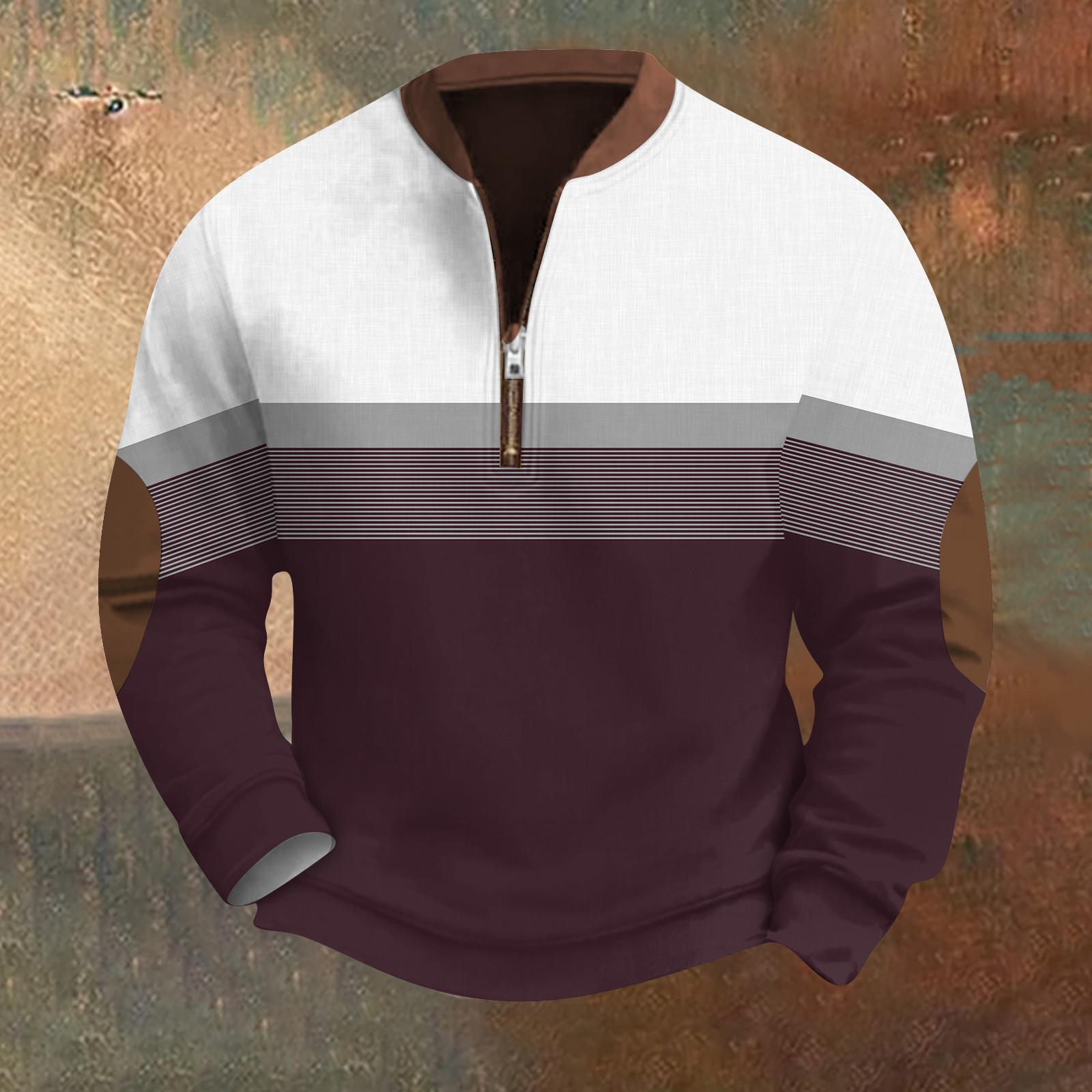 Xingben Two Heren Retro Casual Gradient Bedrukt Sweatshirt XXL wijn
