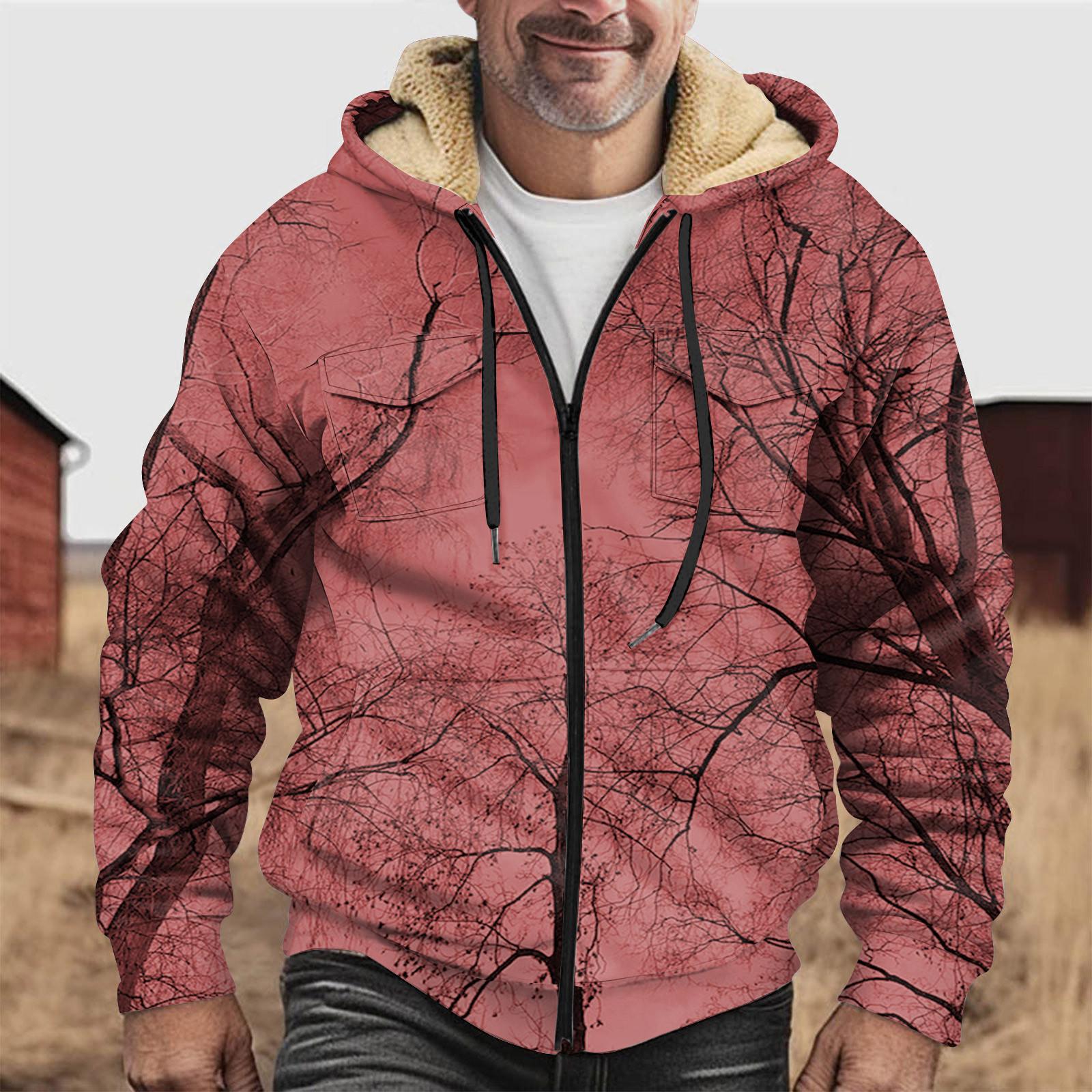 Sinking fish Heren Winter Rits Capuchon Fleece Sweatshirt Met Opgestikte Zak Casual Jack XL rood