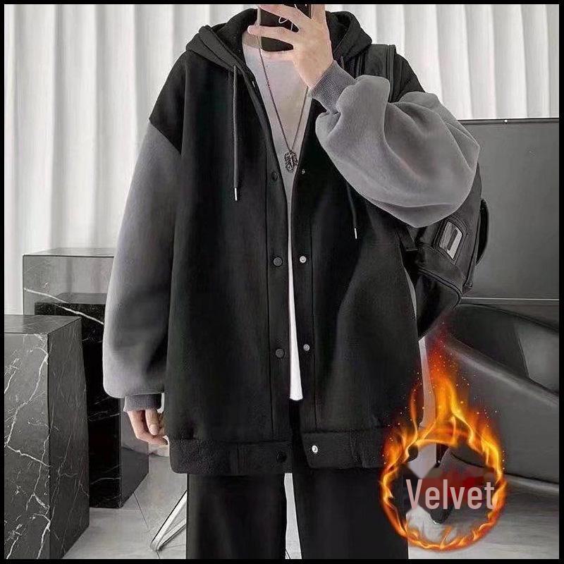 VantaGoods Heren Plus Size Harajuku Stijl Contrast Cardigan Hoodie - Herfst Trend XXXL