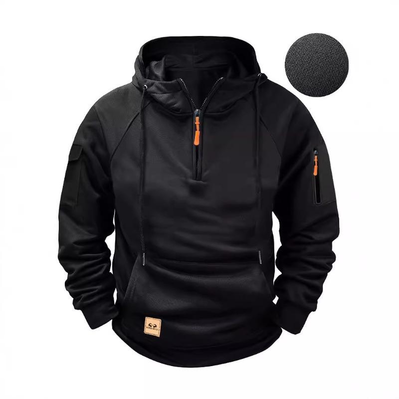 Explorer Outdoors Herenhoodie met rits, meerdere zakken, sportcasual jack XL zwart