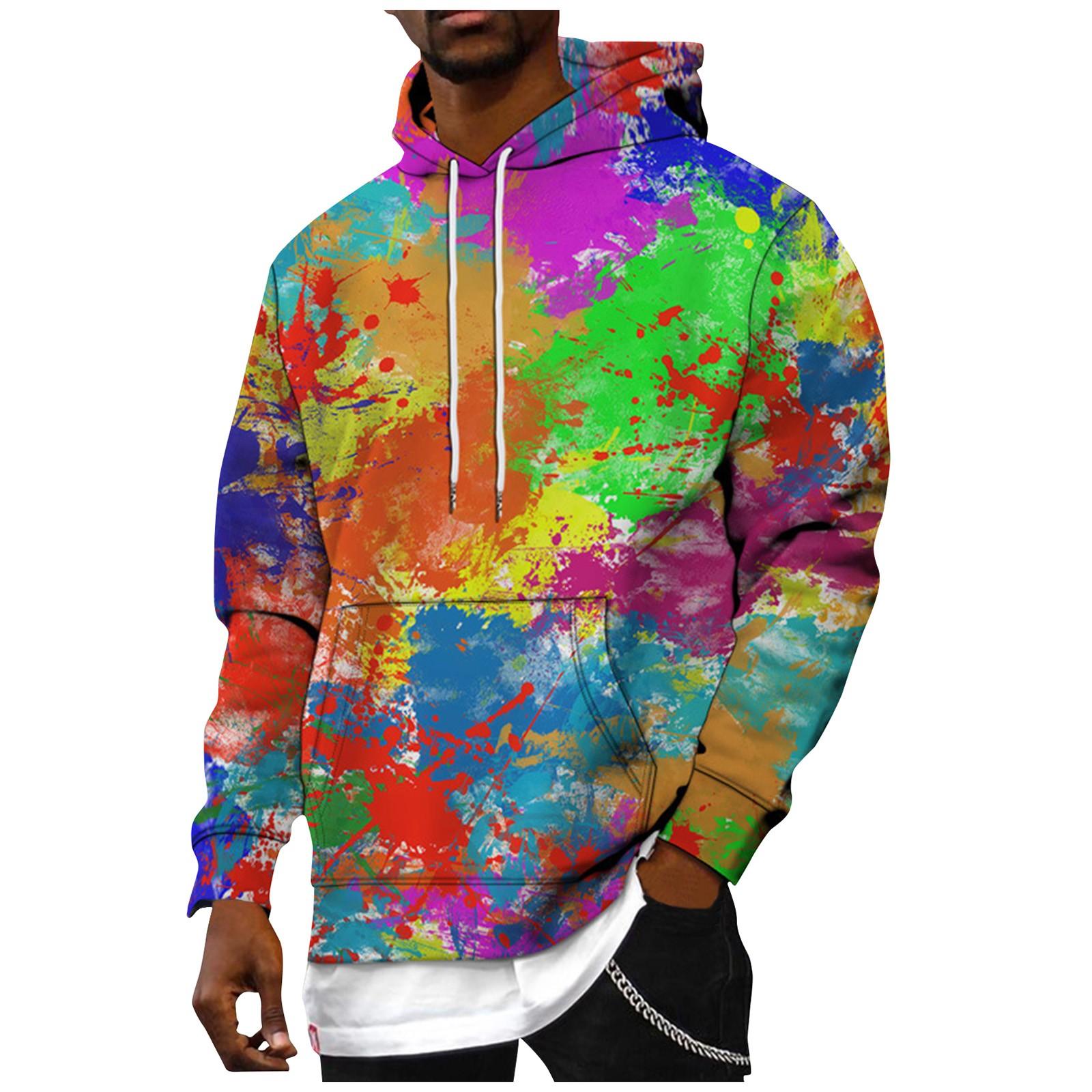 Wahaha123 Los bedrukt sweatshirt met capuchon voor heren Casual mode-sportsweatshirt voor heren XXXXL geel
