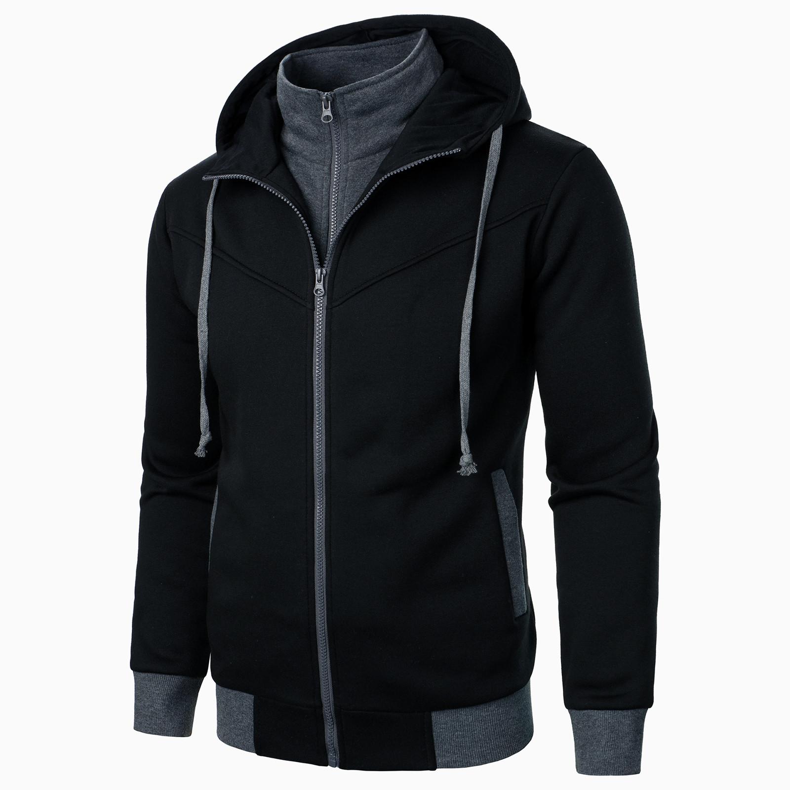 Timoduizhang Ritspullover voor heren, sweatshirt met lange mouwen en capuchon, tops, blouse XXL zwart